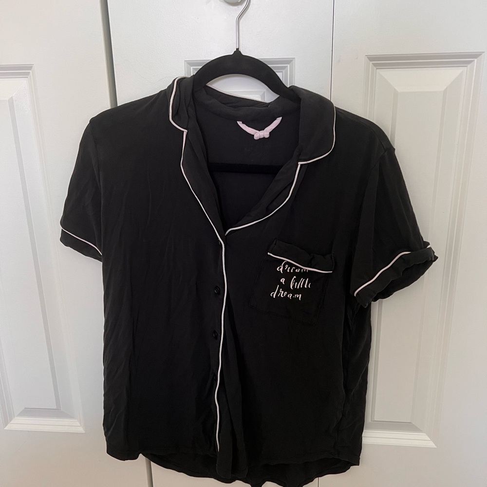 Kate Spade Black Preppy Pajama Shirt and Short